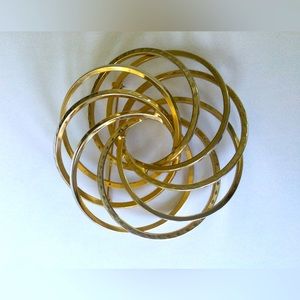 Vintage Gold Tone Spiral Brooch Huge 3”